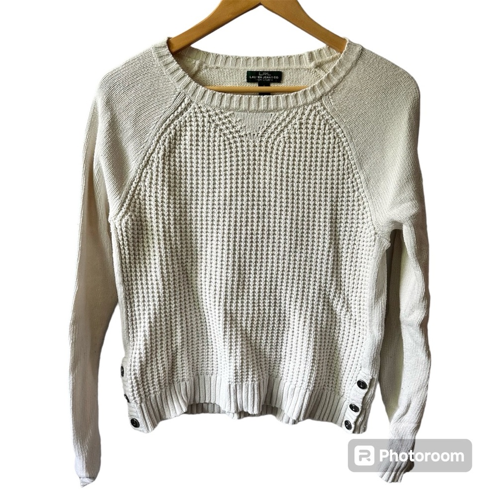 Lauren Jeans Co Ralph Lauren Cream Sweater Buttons Size Small